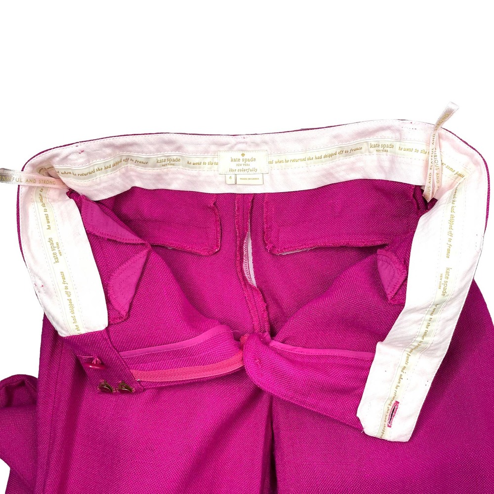 Kate Spade Stargazer viscose hot pink pants Sz 4 magenta fuchsia pink - Picture 4 of 9